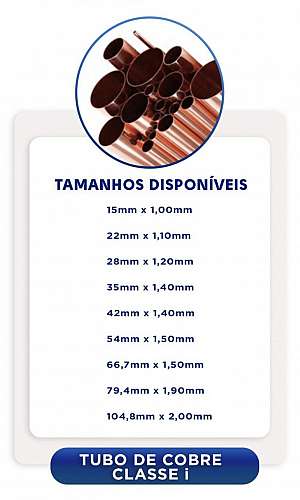 tubo de cobre 22 classe i tubo de cobre 22 classe i